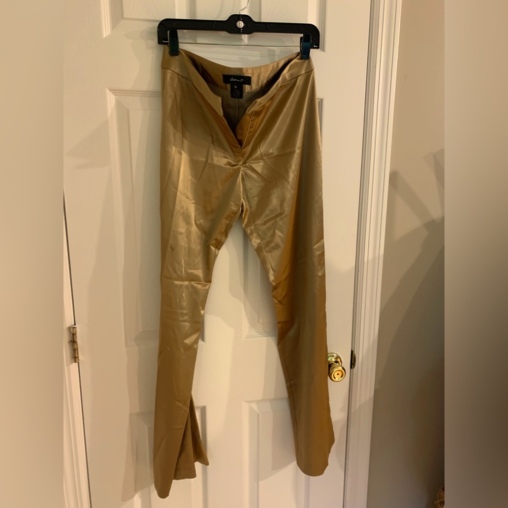 Slim gold satin pants